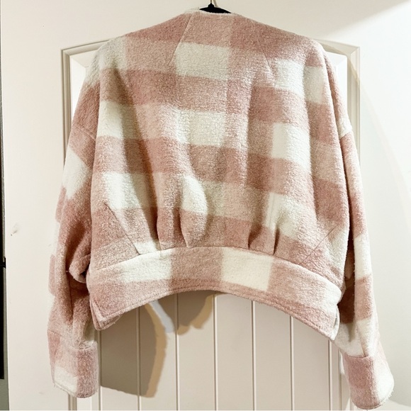 Anthropologie Ettitwa Pink and Cream Buffalo Plaid Jacket - Picture 5 of 8